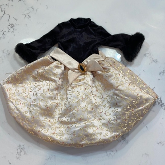 VINTAGE American Girl Doll Gold Embroidered & Black Velvet Dress RETIRED - Picture 2 of 9